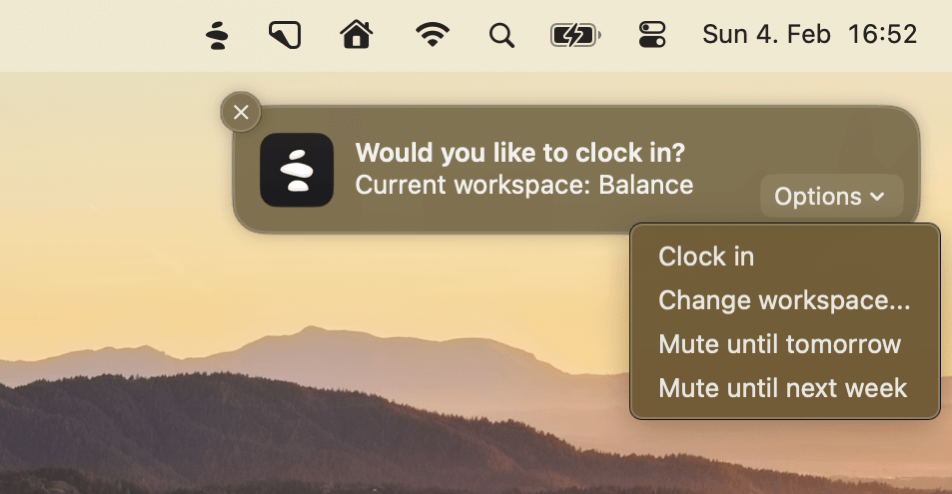 Clock-in reminder notification