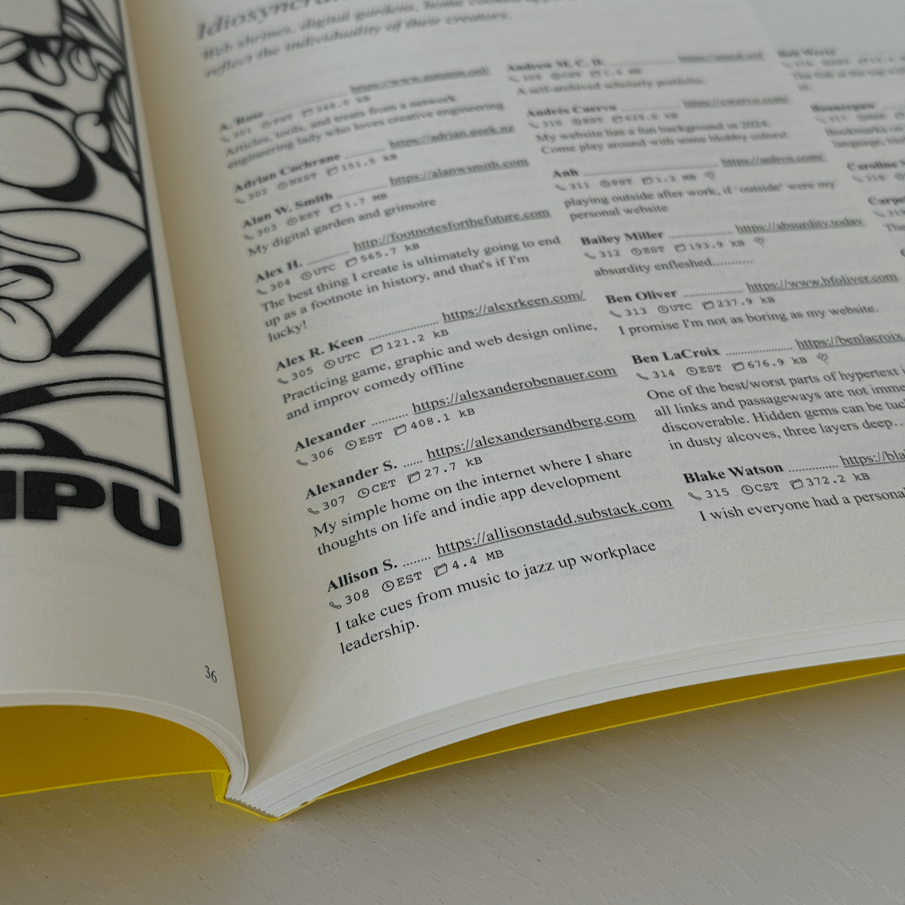 My website featured in the Internet Phone Book on page 37